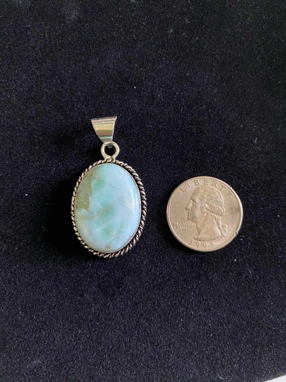 Sterling Silver Larimar Oval Pendant